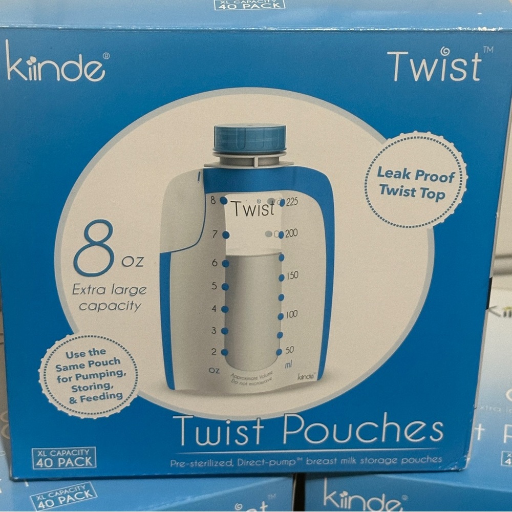 Kiinde Twist Pouch Twist Cap Breast Milk‎ Storage Bag 8oz, 40pack Brand New